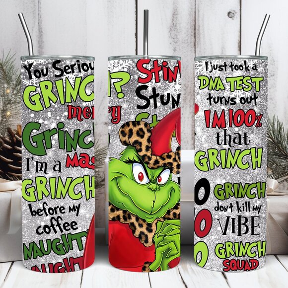 Other - Christmas Grinch Bougie Leopard Print 20 oz Tumbler